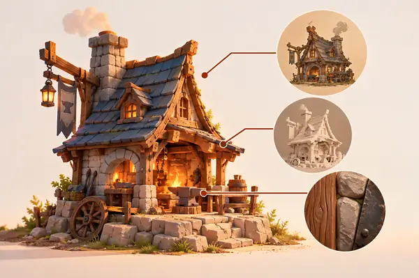 Illustrated art direction notes and visual references