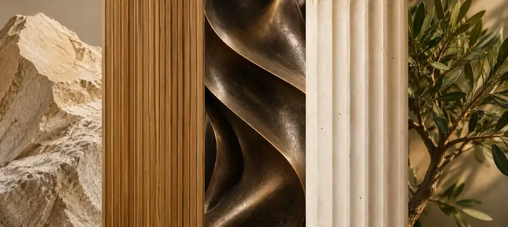 Interior design textures and material samples