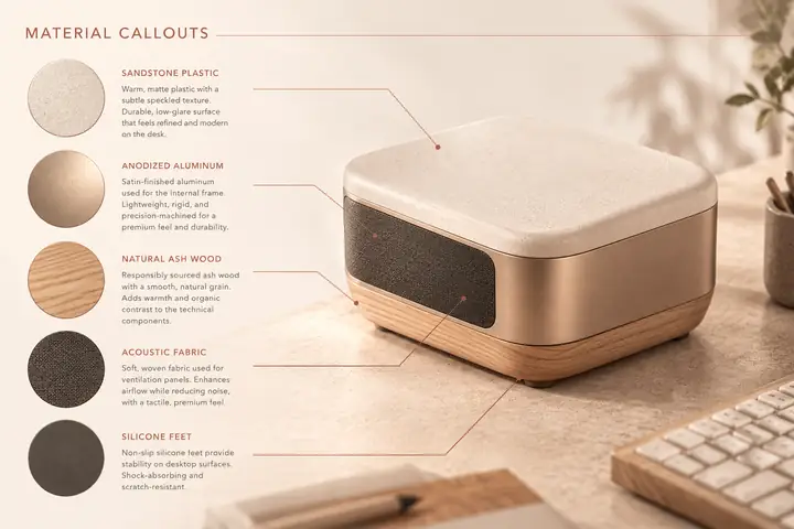 Product material and color callout sheet